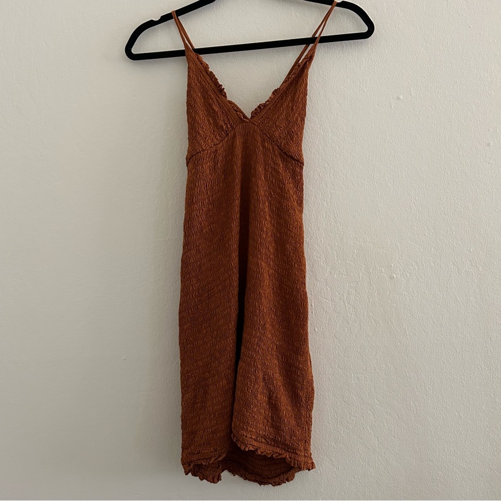 Anthropologie Copper Brown Mini Dress size Small